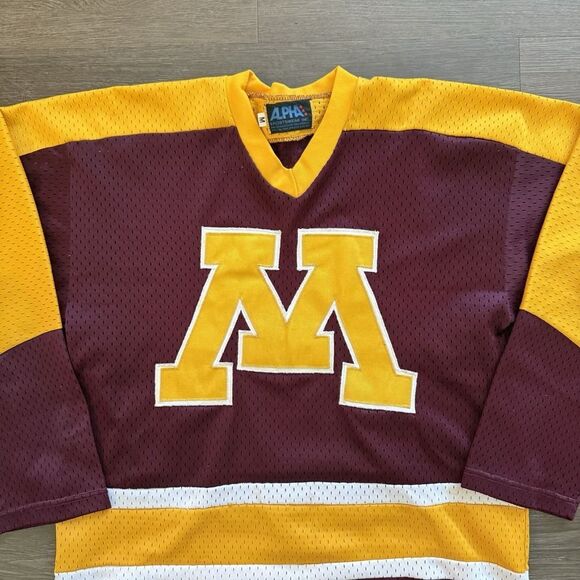 Vintage 70s 80s Minnesota Gophers Hockey Jersey Men's M Maroon Gold Sewn - Picture 1 of 9